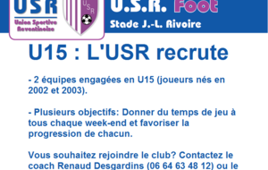 U15 : L'USR recrute joueurs nés en 2002 et 2003