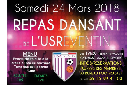 Repas dansant : Venez briller sur la piste le 24 mars !