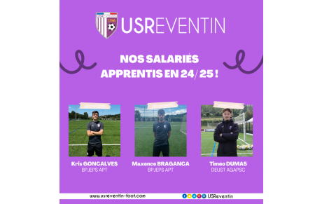 L’US Reventin fier de ses 3 salariés apprentis !